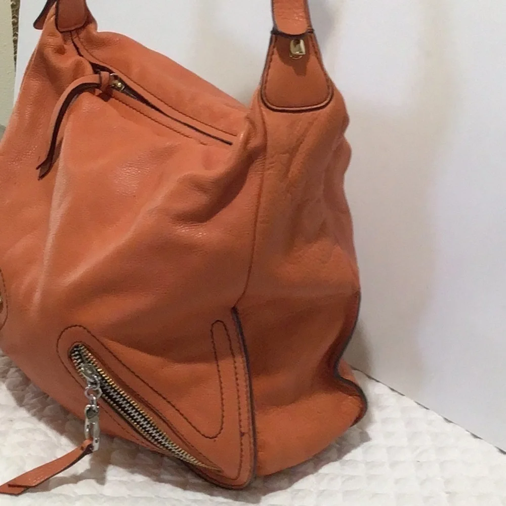 Francisco Biasia Leather shoulder bag gold accessories orange